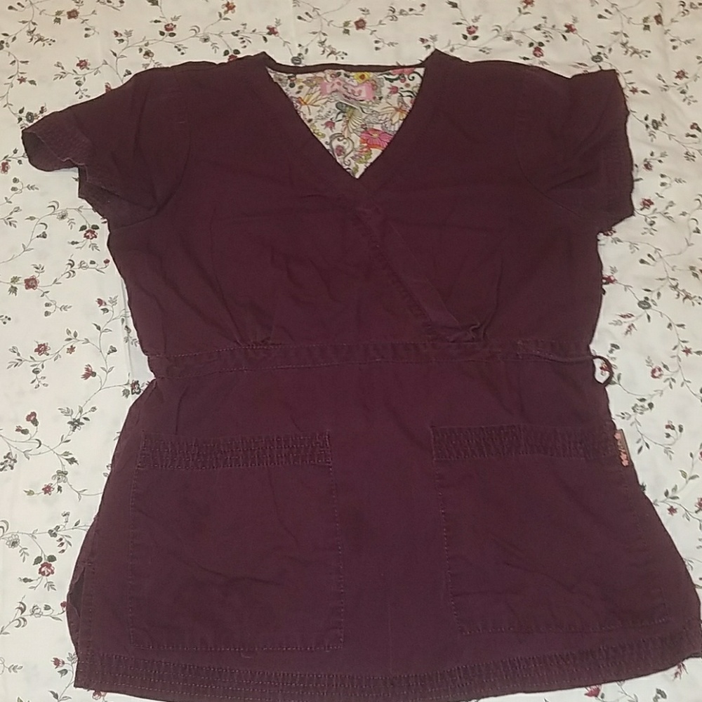 Maroon scrub top